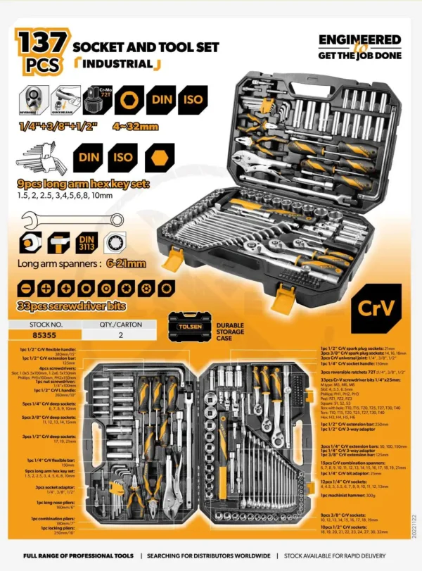 Bộ 137 món socket và dụng cụ (công nghiệp) – 85355 - Ảnh 4