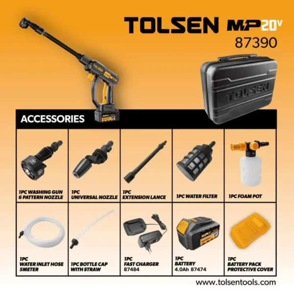 Máy rửa áp lực cao dùng pin 20v li-ion – 87390 - Ảnh 4