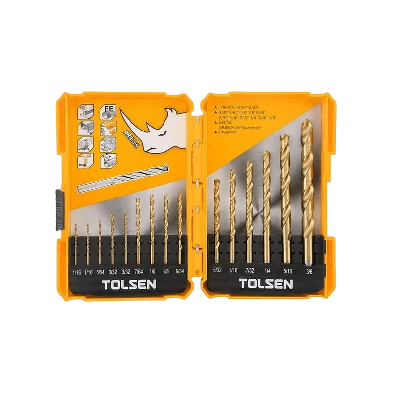 15pcs-hss-fractional-jobber-length-drill-bits-set-75100 Bộ 15 mũi khoan HSS kích thước phân số TOLSEN - 75100 - Ảnh 1