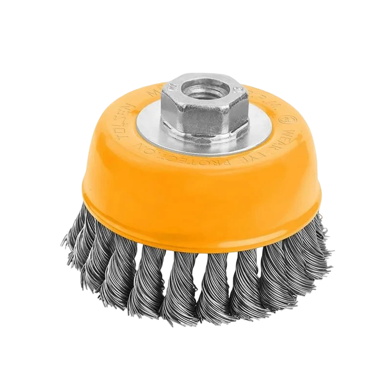 Bàn chải cước xoắn dạng cốc TOLSEN có đai ốc – 77610